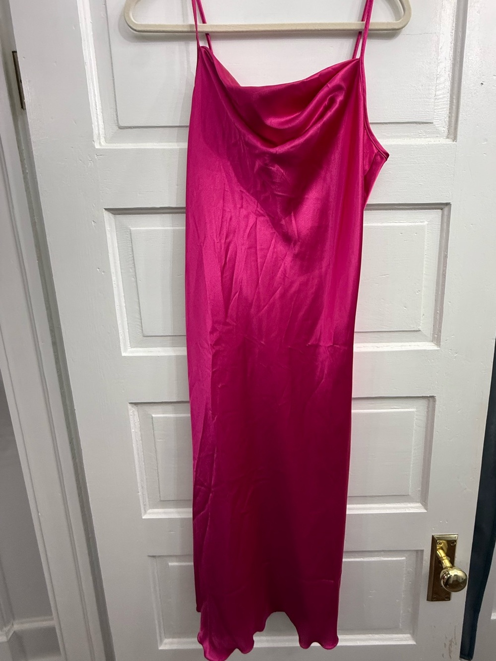 bebe Fuchsia Slip Midi Dress with Cowl Neck